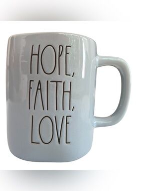 Rae Dunn Artisan Collection by Magenta  Blue Ceramic Mug ‘Hope Faith Love’ NEW